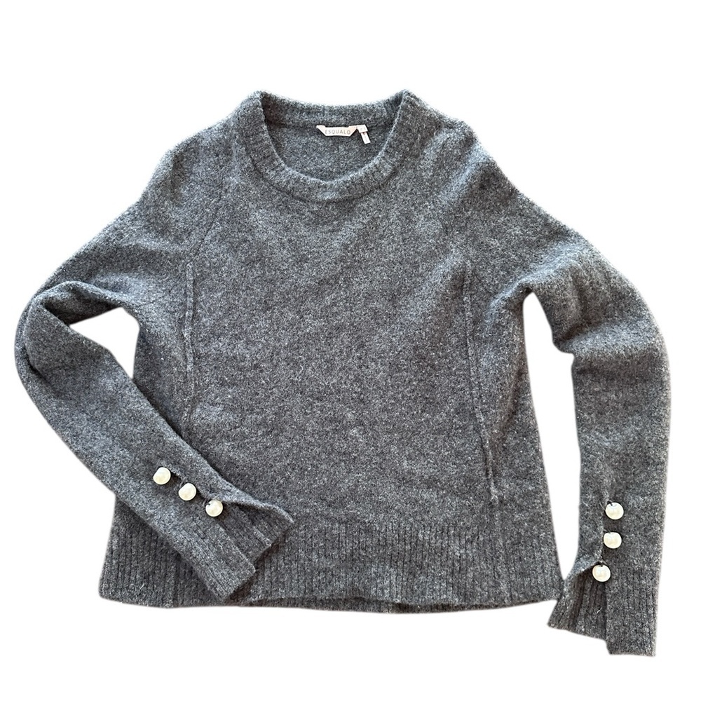 ESQUALO Charcoal Sweater with pearl‎ Buttons Women’s S wool blend